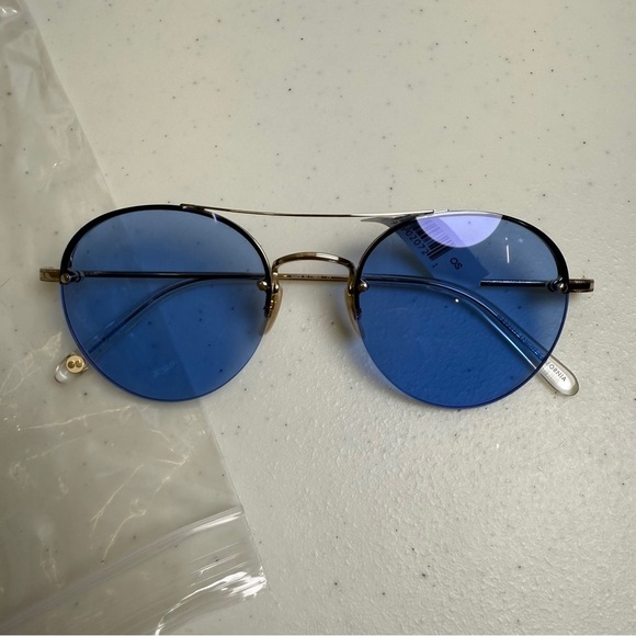 New Garrett Light Blue Lens Sunglasses Beaumont GLCO Round Shape - Picture 2 of 9
